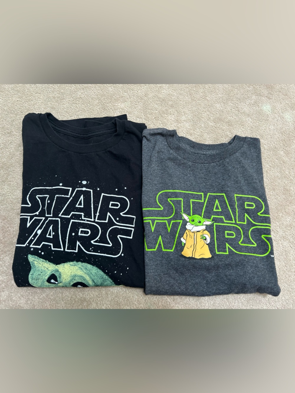 Star Wars Kids Tee Duo — Black & Charcoal with Green Grogu Accents